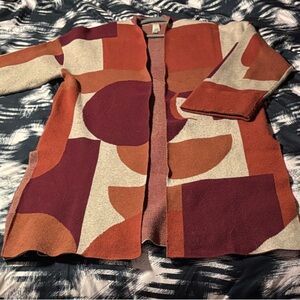 MarlaWynne Rust and Plum Geometric Cardigan